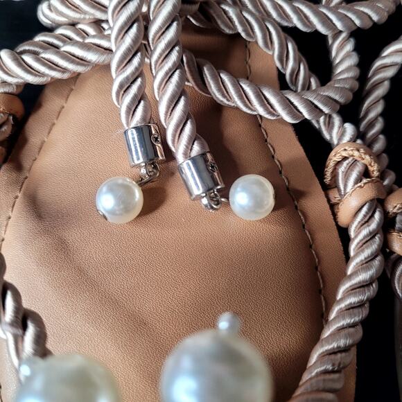 INC Jerzi Rope Embellished Flat Sandals Sz 5.5 Pearls Seashells Beachy Nautical - Picture 5 of 10